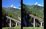 Das Findelenbachviadukt oberhalb von Zermatt mit dem Matterhorn am 16.07.2016.